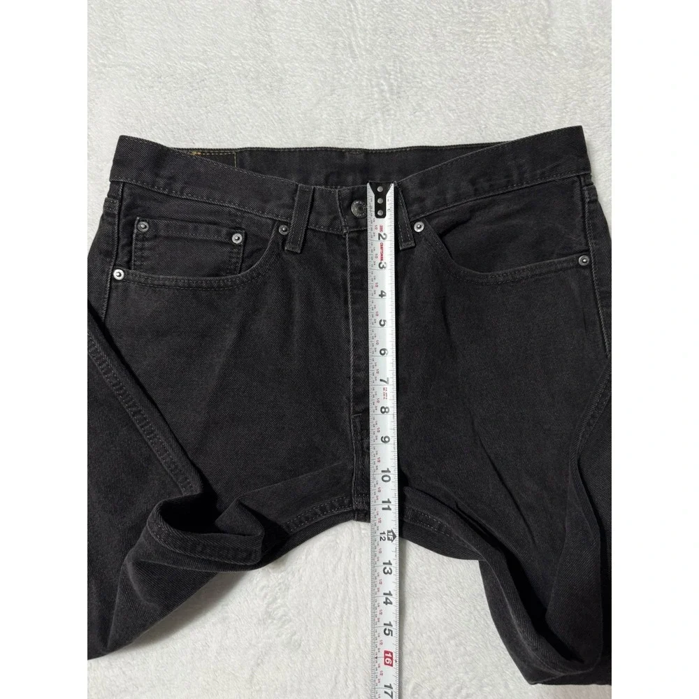 Levis 505 Jeans Mens 33x30 Black Regular Straight Mid Rise Dark Wash